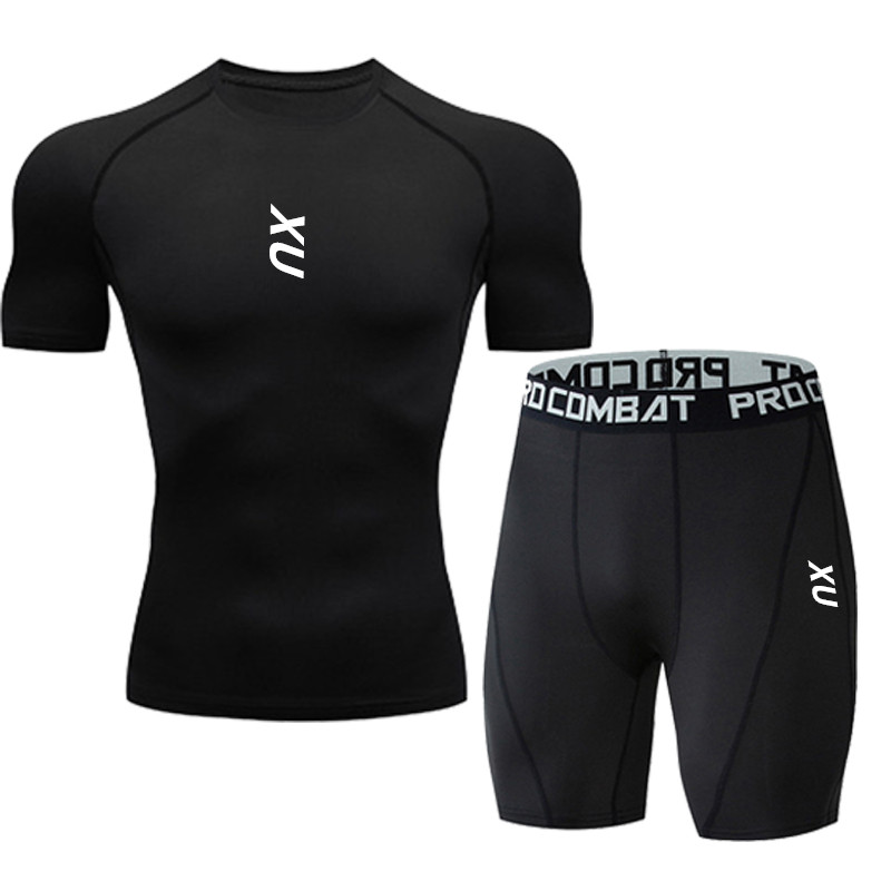T Shirt Tight Fit - メンズランニング用タイトTシャツ、半袖スポーツTシャツ、ジムフィットネススーツ、メンズジョギング用タイトショーツ、メンズスポーツショーツ