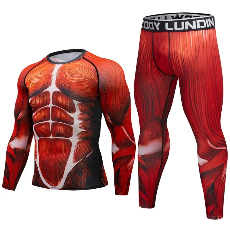 Compression Long Pant - 2026 ブランド新メンズコンプレッションセットランニングタイツワークアウトフィットネストレーニングトラックスーツ長袖シャツスポーツスーツラッシュガード K