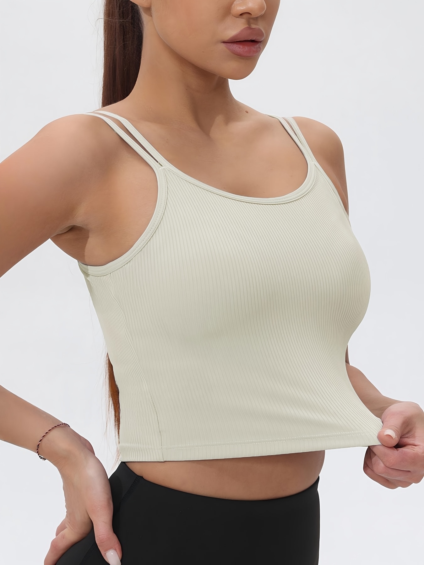 Tank Top Ribbed - Fitfemme レディース リブ ノースリーブ クロップ スポーツ