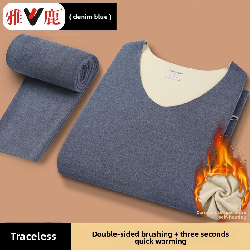 V ネックシームレスサーマル下着セットメンズ肥厚ベルベット加 - Thermal Long John のレビューと価格