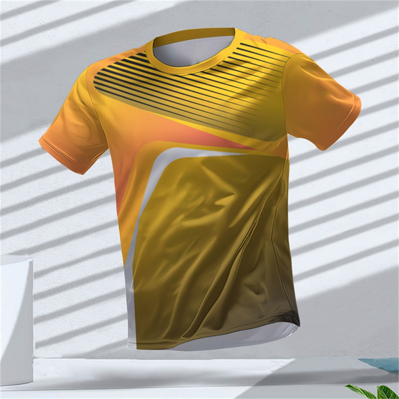 メンズスポーツ半袖Tシャツ速乾性高弾性オレンジグラデーション - T Shirt Tight Fit のレビューと価格